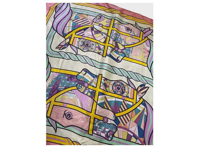 Pañuelo Hermès Quadrige rose Rosa - vista 3