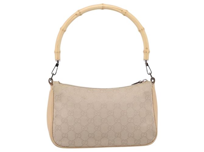 Borsa GUCCI GG Canvas Bamboo Beige Silver 001 3870 Auth mr2927A Argento - vista 2