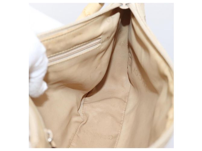 Borsa GUCCI GG Canvas Bamboo Beige Silver 001 3870 Auth mr2927A Argento - vista 21