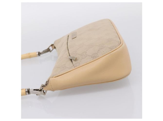 Borsa GUCCI GG Canvas Bamboo Beige Silver 001 3870 Auth mr2927A Argento - vista 3