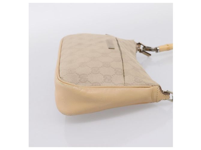Borsa GUCCI GG Canvas Bamboo Beige Silver 001 3870 Auth mr2927A Argento - vista 4