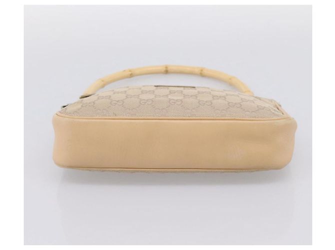 Borsa GUCCI GG Canvas Bamboo Beige Silver 001 3870 Auth mr2927A Argento - vista 5