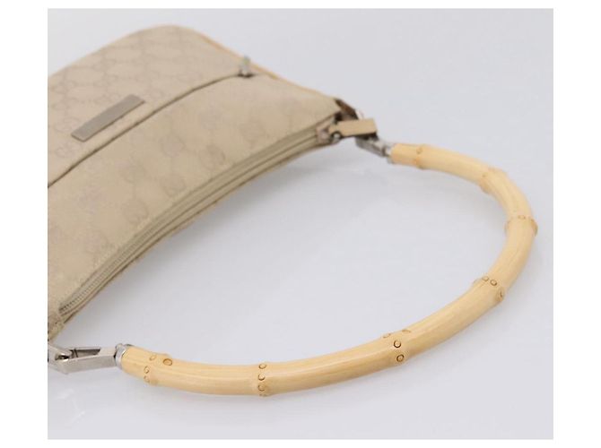 Borsa GUCCI GG Canvas Bamboo Beige Silver 001 3870 Auth mr2927A Argento - vista 7