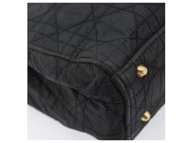 Borsa a mano Christian Dior Canage Nylon Nero Tono Oro Auth gh2390 - vista 11