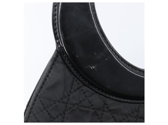 Borsa a mano Christian Dior Canage Nylon Nero Tono Oro Auth gh2390 - vista 14