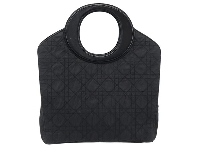 Borsa a mano Christian Dior Canage Nylon Nero Tono Oro Auth gh2390 - vista 2