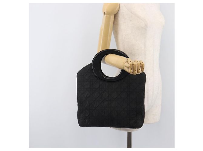 Borsa a mano Christian Dior Canage Nylon Nero Tono Oro Auth gh2390 - vista 26