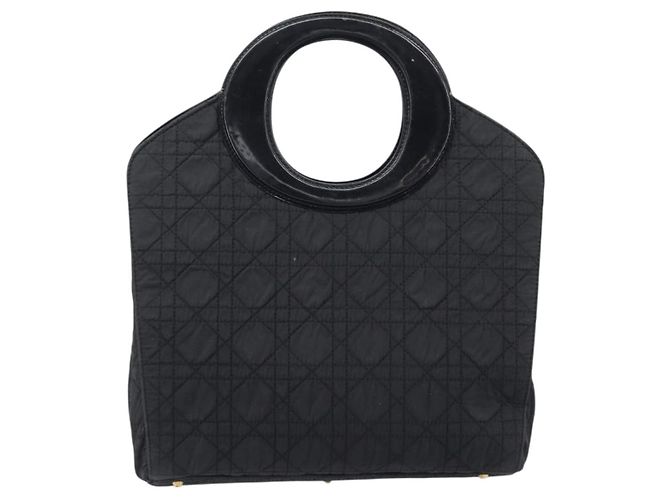 Borsa a mano Christian Dior Canage Nylon Nero Tono Oro Auth gh2390 - vista 3
