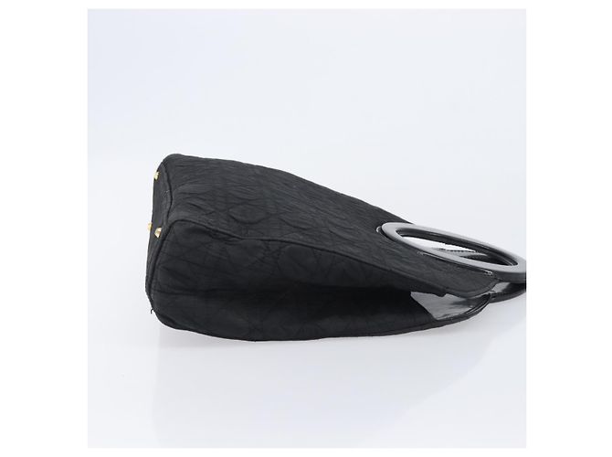 Borsa a mano Christian Dior Canage Nylon Nero Tono Oro Auth gh2390 - vista 4