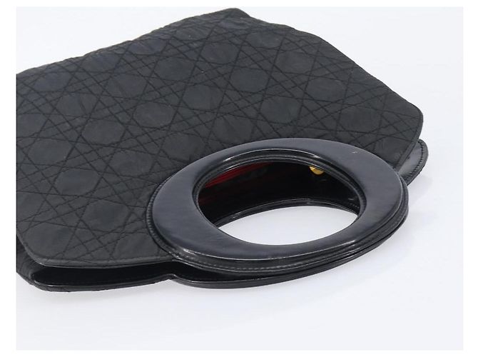 Borsa a mano Christian Dior Canage Nylon Nero Tono Oro Auth gh2390 - vista 6