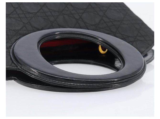 Borsa a mano Christian Dior Canage Nylon Nero Tono Oro Auth gh2390 - vista 7