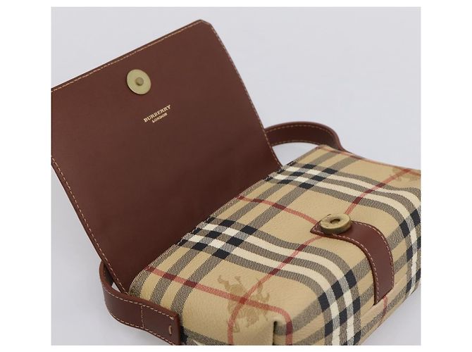 Borsa a mano BURBERRY Nova Check PVC Beige Gold Auth ep16099V D'oro - vista 11