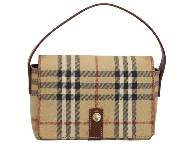 Borsa a mano BURBERRY Nova Check PVC Beige Gold Auth ep16099V D'oro - vista 13