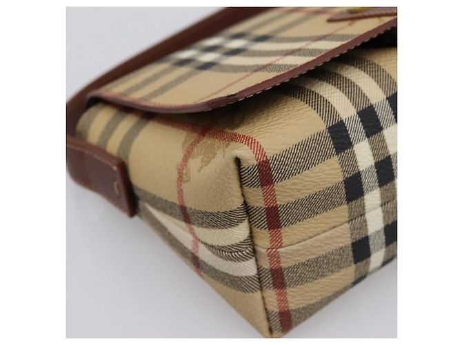 Borsa a mano BURBERRY Nova Check PVC Beige Gold Auth ep16099V D'oro - vista 14