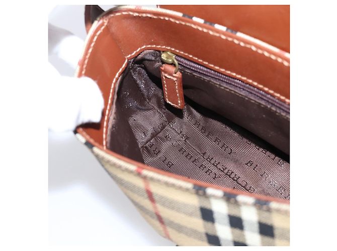 Borsa a mano BURBERRY Nova Check PVC Beige Gold Auth ep16099V D'oro - vista 18
