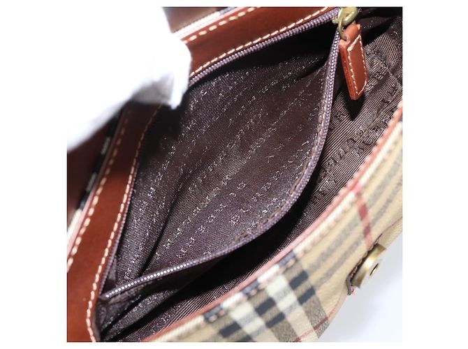 Borsa a mano BURBERRY Nova Check PVC Beige Gold Auth ep16099V D'oro - vista 20