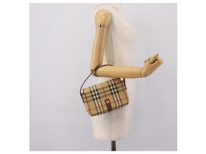 Borsa a mano BURBERRY Nova Check PVC Beige Gold Auth ep16099V D'oro - vista 21