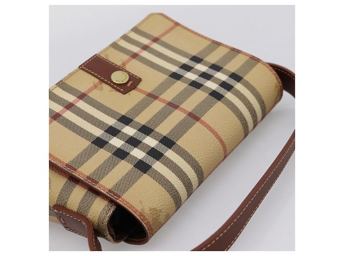 Borsa a mano BURBERRY Nova Check PVC Beige Gold Auth ep16099V D'oro - vista 6