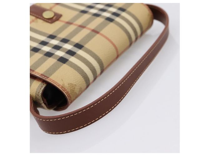 Borsa a mano BURBERRY Nova Check PVC Beige Gold Auth ep16099V D'oro - vista 7