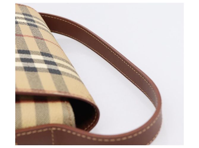 Borsa a mano BURBERRY Nova Check PVC Beige Gold Auth ep16099V D'oro - vista 8