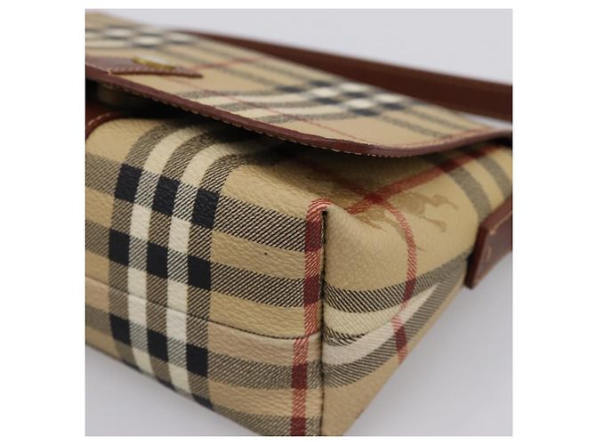 Borsa a mano BURBERRY Nova Check PVC Beige Gold Auth ep16099V D'oro - vista 9