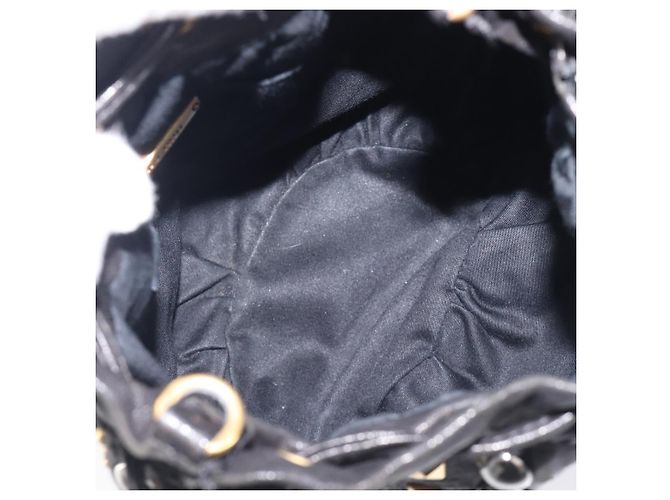 Borsa a mano Miu Miu in pelle nera oro argento Auth 205991V Nero D'oro - vista 11