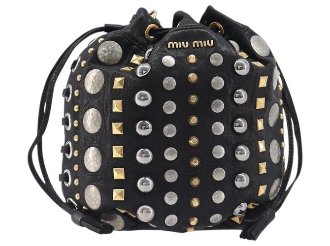 Borsa a mano Miu Miu in pelle nera oro argento Auth 205991V Nero D'oro - vista 13