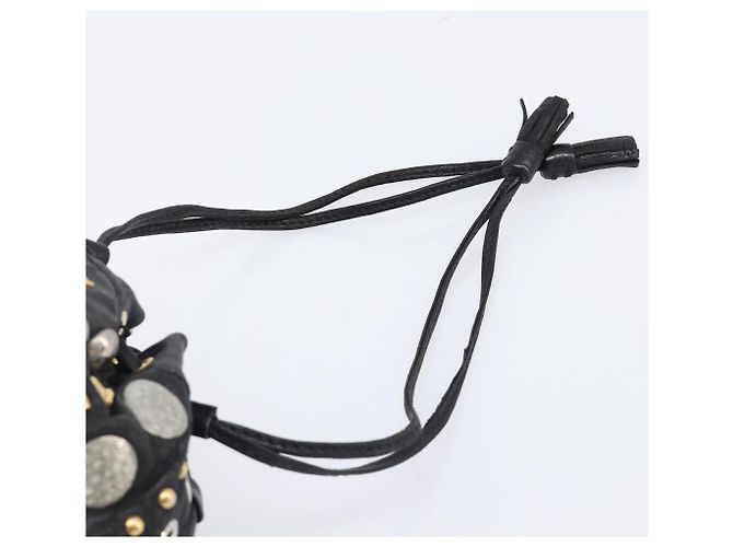 Borsa a mano Miu Miu in pelle nera oro argento Auth 205991V Nero D'oro - vista 14