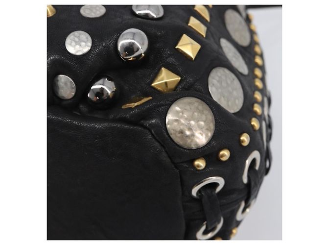 Borsa a mano Miu Miu in pelle nera oro argento Auth 205991V Nero D'oro - vista 15