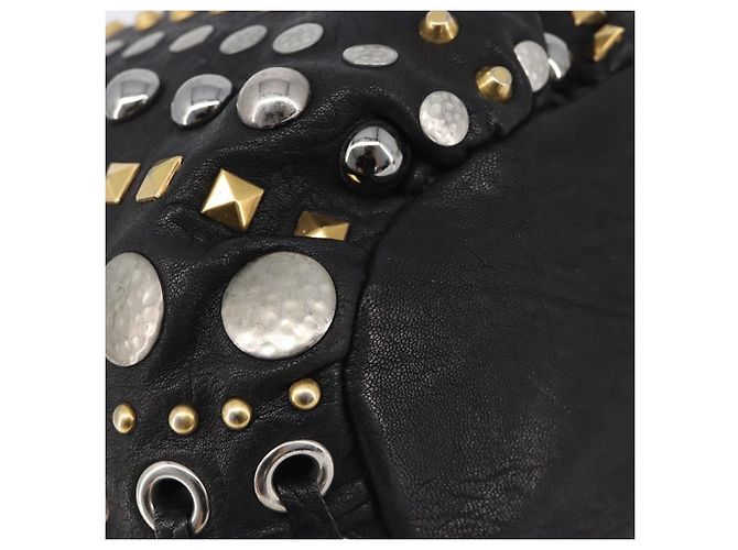 Borsa a mano Miu Miu in pelle nera oro argento Auth 205991V Nero D'oro - vista 16