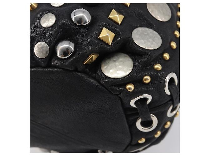 Borsa a mano Miu Miu in pelle nera oro argento Auth 205991V Nero D'oro - vista 17