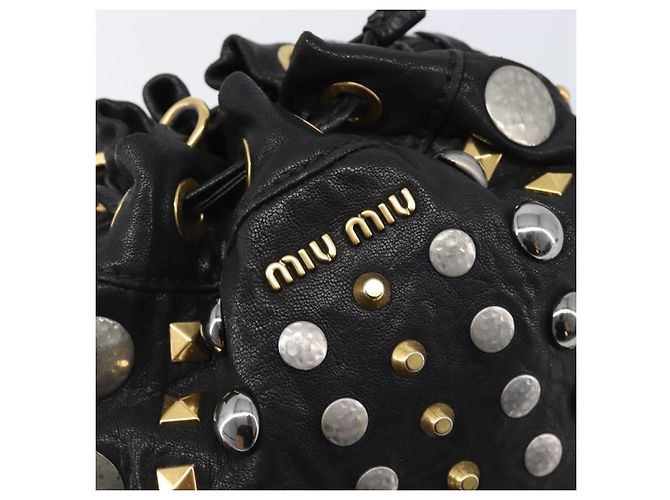 Borsa a mano Miu Miu in pelle nera oro argento Auth 205991V Nero D'oro - vista 19