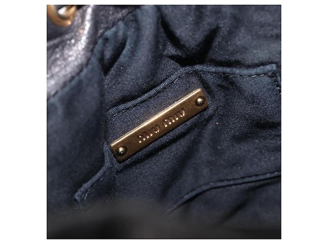 Borsa a mano Miu Miu in pelle nera oro argento Auth 205991V Nero D'oro - vista 20