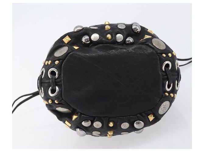 Borsa a mano Miu Miu in pelle nera oro argento Auth 205991V Nero D'oro - vista 5