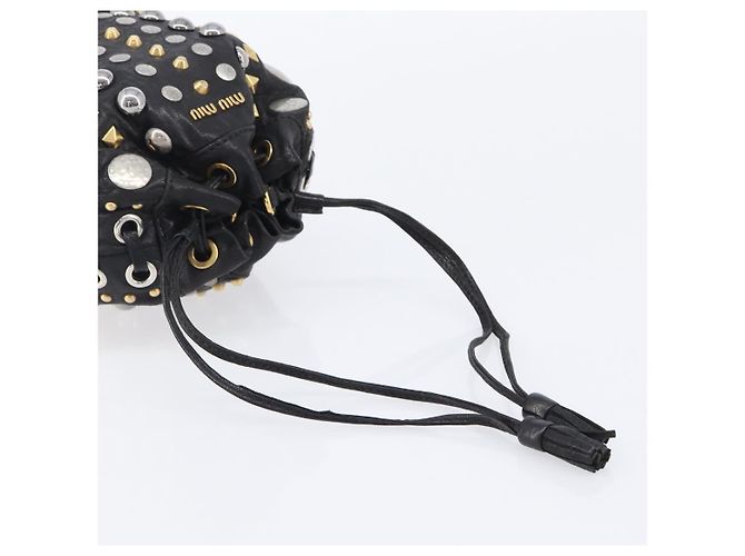 Borsa a mano Miu Miu in pelle nera oro argento Auth 205991V Nero D'oro - vista 7