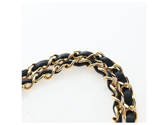 CHANEL V-stitch Chevron Double Flap Matelasse 25 Chain Shoulder Auth BA15583V Negro - vista 14