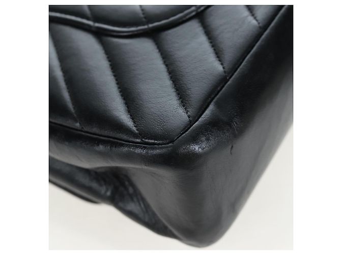 CHANEL V-stitch Chevron Double Flap Matelasse 25 Chain Shoulder Auth BA15583V Negro - vista 17
