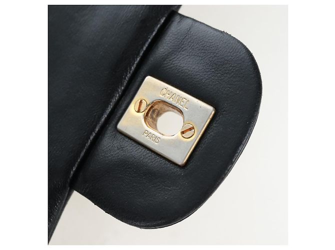 CHANEL V-stitch Chevron Double Flap Matelasse 25 Chain Shoulder Auth BA15583V Negro - vista 21