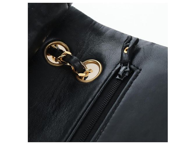 CHANEL V-stitch Chevron Double Flap Matelasse 25 Chain Shoulder Auth BA15583V Negro - vista 22