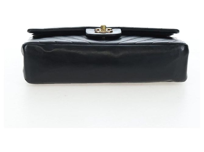 CHANEL V-stitch Chevron Double Flap Matelasse 25 Chain Shoulder Auth BA15583V Negro - vista 5