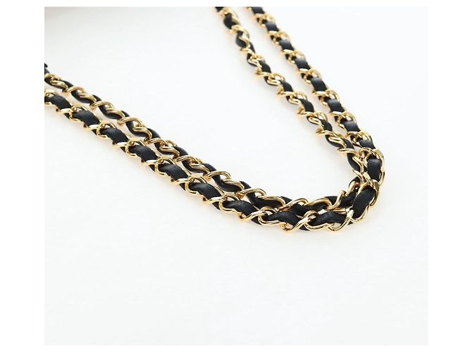 CHANEL V-stitch Chevron Double Flap Matelasse 25 Chain Shoulder Auth BA15583V Negro - vista 7