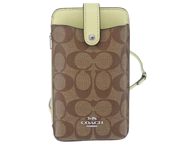 Custodia Smartphone Coach Signature Shoulder Pouch PVC Beige Silver Auth ki6833A Argento - vista 13