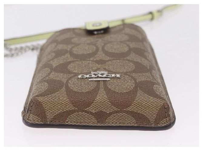 Custodia Smartphone Coach Signature Shoulder Pouch PVC Beige Silver Auth ki6833A Argento - vista 5