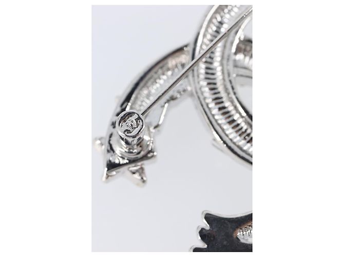 Spilla CHANEL Metallo Argento CC Auth ki6897M - vista 12