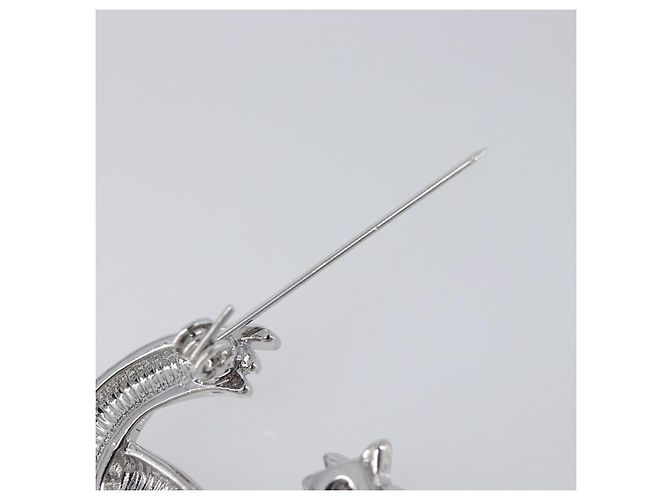 Spilla CHANEL Metallo Argento CC Auth ki6897M - vista 14