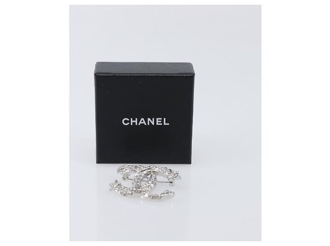 Spilla CHANEL Metallo Argento CC Auth ki6897M - vista 15