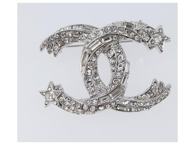 Spilla CHANEL Metallo Argento CC Auth ki6897M - vista 4