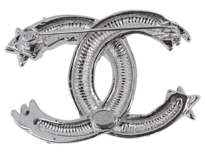 Spilla CHANEL Metallo Argento CC Auth ki6897M - vista 6