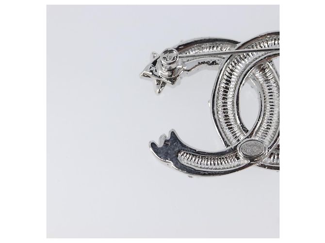 Spilla CHANEL Metallo Argento CC Auth ki6897M - vista 7