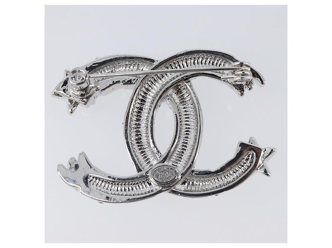 Spilla CHANEL Metallo Argento CC Auth ki6897M - vista 8